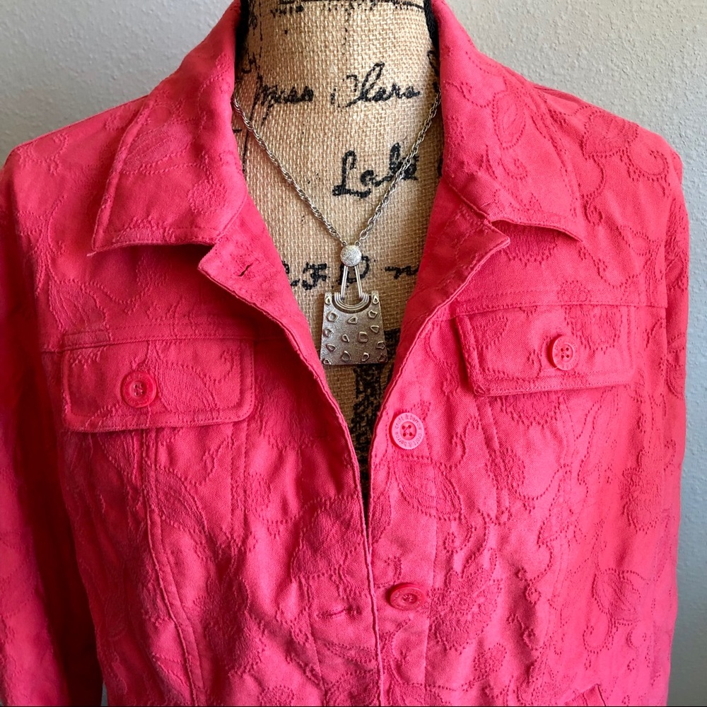 CROFT & BARROW Patterned Jacket-Coral